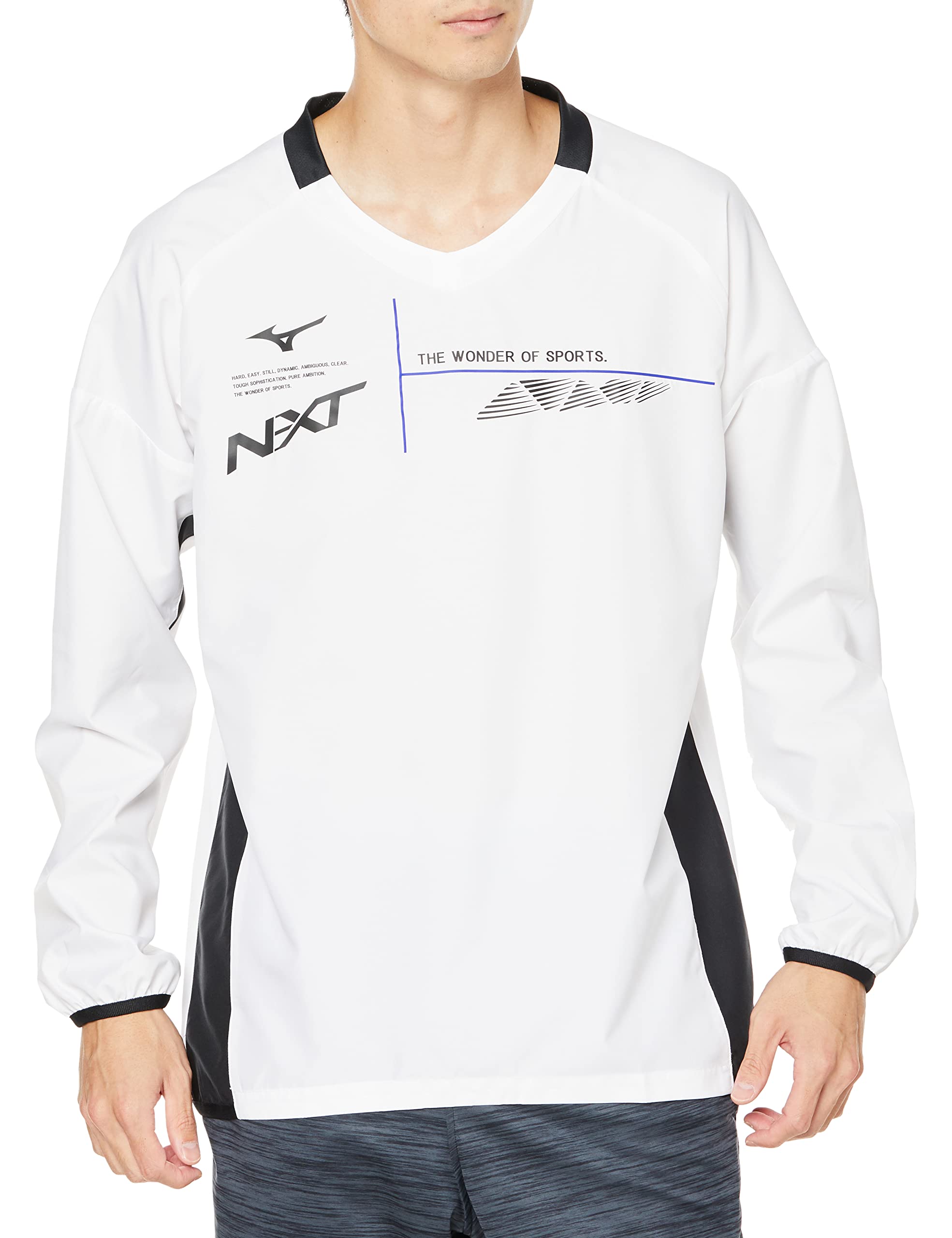 

Mizuno Volleyball Windbreaker Long Size S N-XT Jacket, Sleeve, V2ME2510, White/Black,