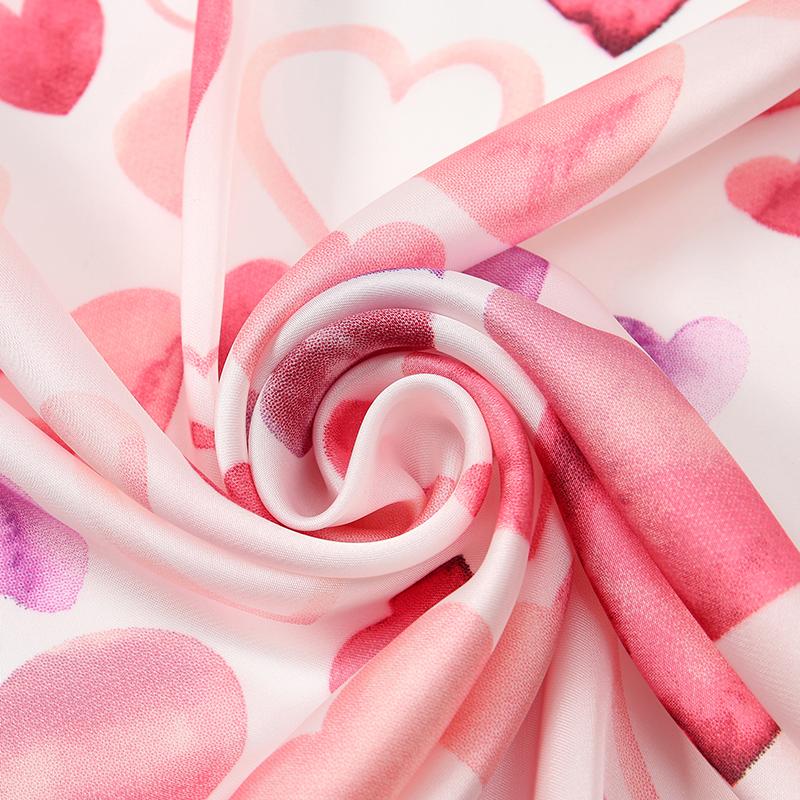 Cute Styles Girl Silk Scarf Luxury Women Hair Scarves Square Design Pink Heart Headscarf 70cm Summer Shawl Hijab Wrap Headband