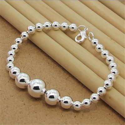 New 925 Sterling Silver Bracelet Glossy Bead Silver Chain For Woman Charm Jewelry Bracelet Gift