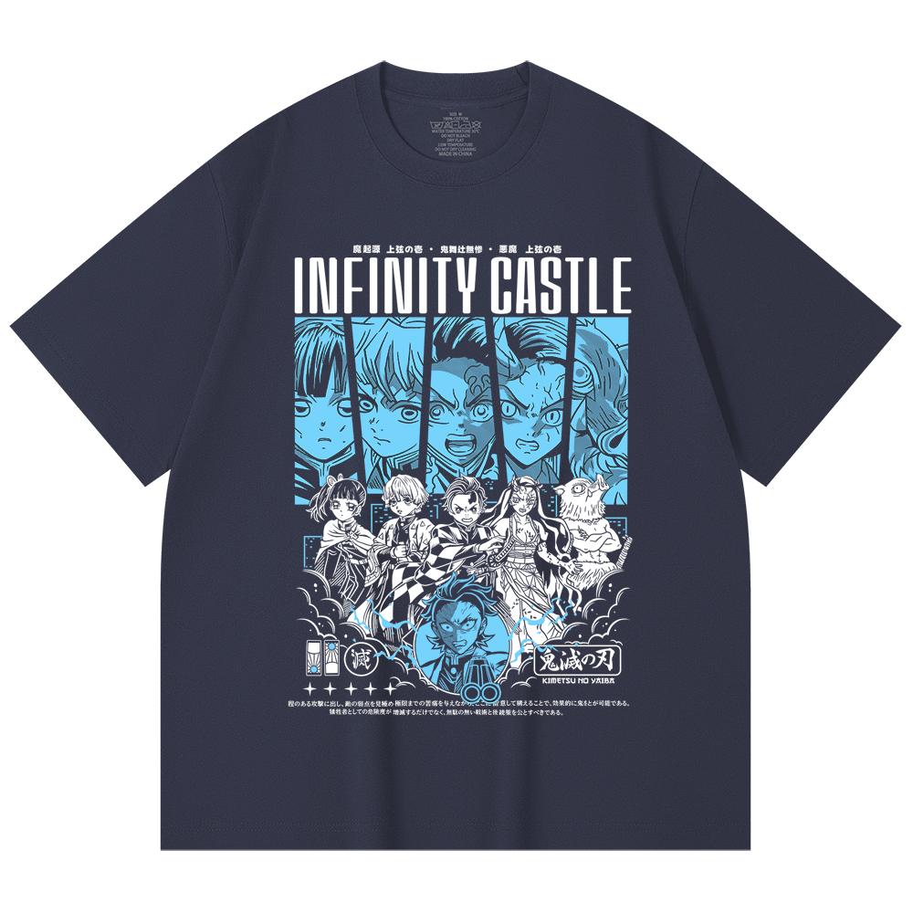 230 Gsm 100% Cotton Demon Slayer V88 Infinity Castle Print Unisex Heavy Cotton T Shirt