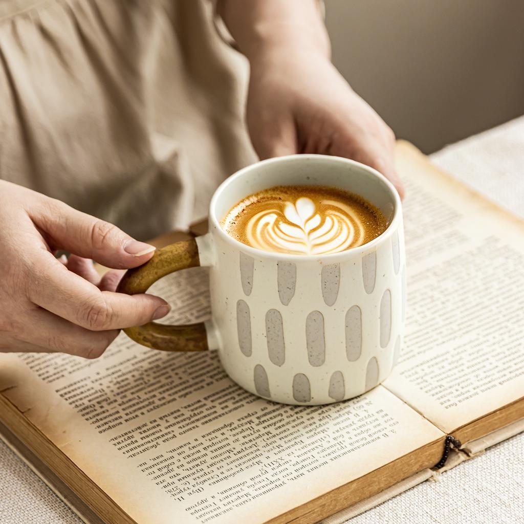 Creative Mug Contrasting Color Pattern Cup Simple Style Household Coffee Cup Breakfast Cup Restaurant Water Cup Tea Cup