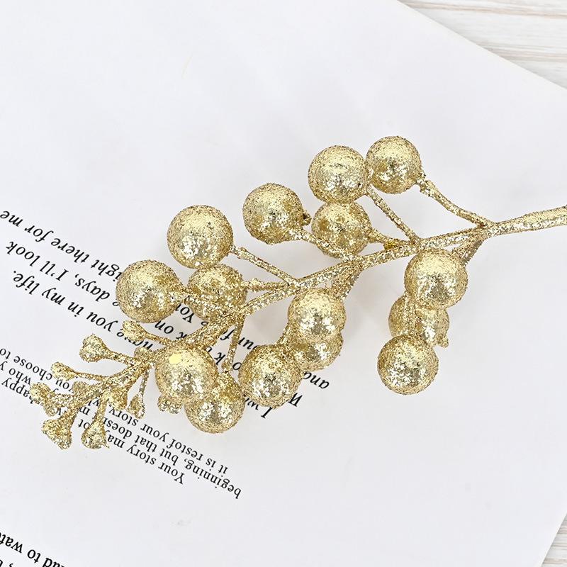 Christmas Decoration 15 Gold, Red And Silver Glitter Simulated Fruit String Fruit, Christmas Tree Wreath Diy Accessories Decoration