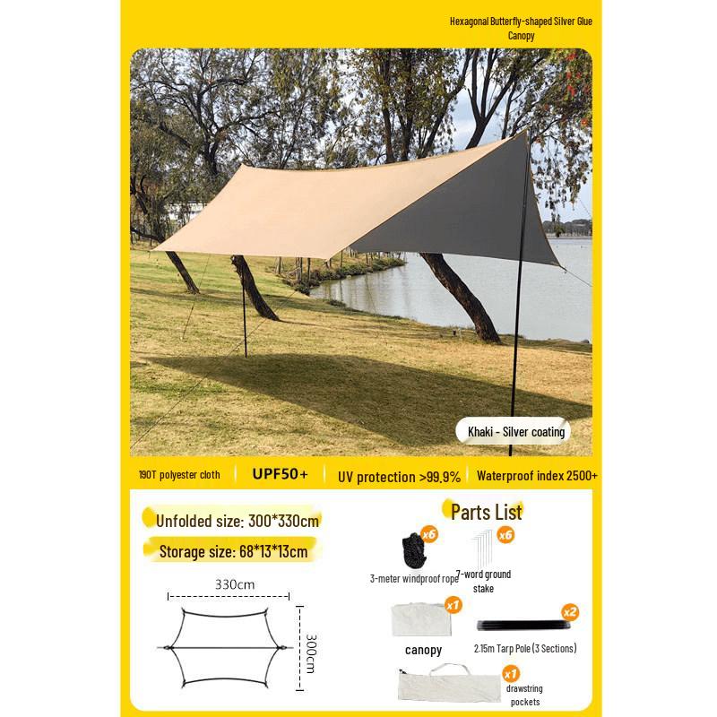 Portable Octagonal Vinyl Tarp Tent - Outdoor Camping Sunshade & Rainproof Canopy Other