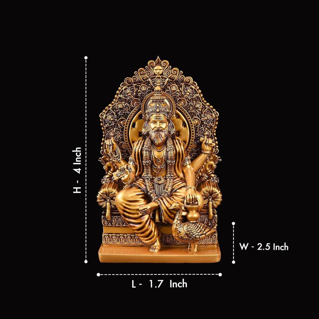 Lord Vishwakarma Idol Brahma Ji Murti Bhagwan Vishwakarma Murti for Car Dashboard and Home Decor (Vishwakarma Ji 4 Inch)