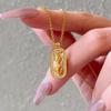 Copper Gold Plated Pendant Necklace With Pixiu Vajra Charm Rhinestone Accented Layered Choker Women