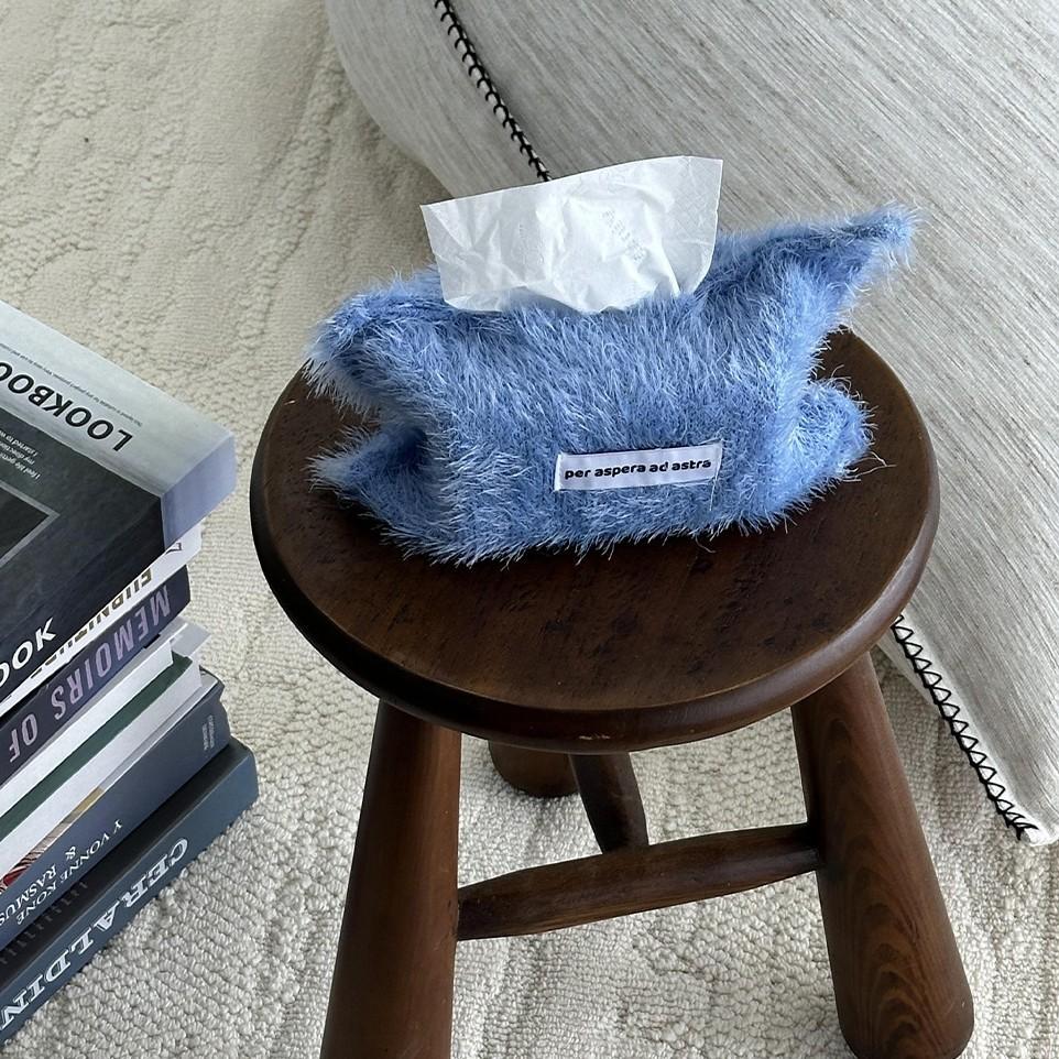 Solid Color Yarn Fabric Tissue Bag Household Tissue Holder Bedside Storage Bag Hanging Tissue Pouch High Quality No Lint синий 4490₽