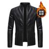 Autumn and winter youth fashion trend casual slim personality men's stand-up collar velvet thickened leather jacket