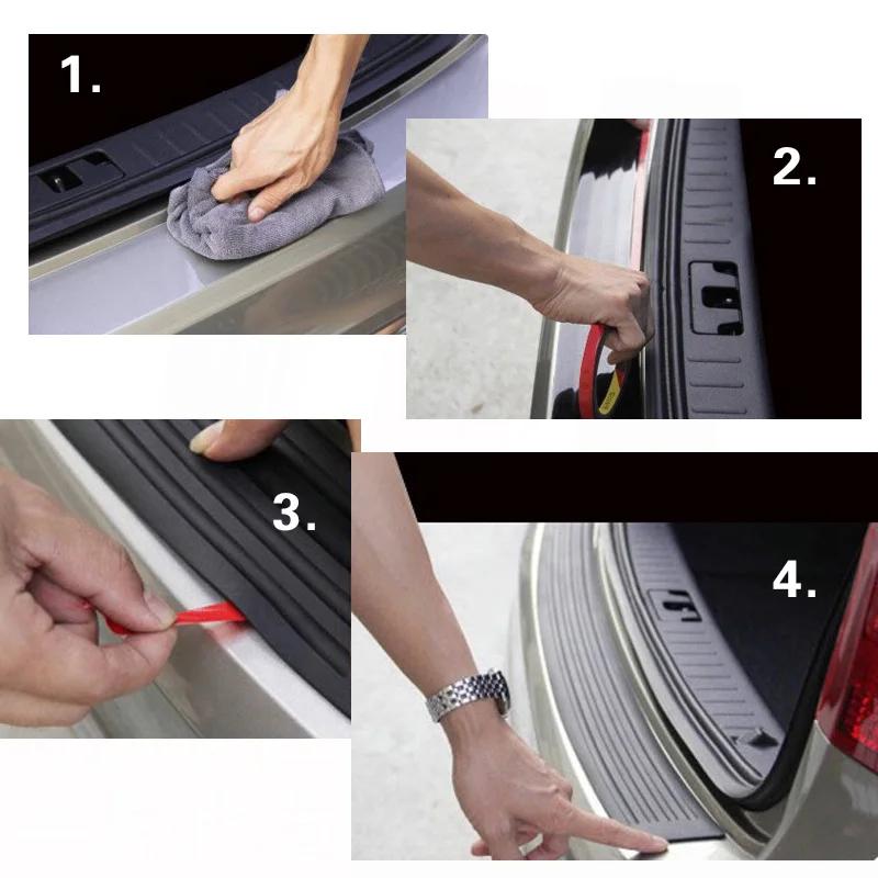 Hot Universal Protector Rear Bumper Guard Rubber Mouldings Pad Trim Cover Strip Car Styling 104*9cm Car Trunk Door Sill Plate