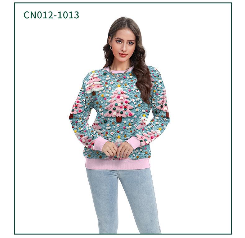 Christmas Couple Sweatshirt: Pink Tree & Red Santa 3D Print