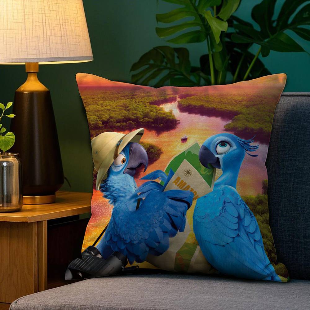 R-Rio A-Adventure Pillow Case Plush Linen Soft Double Sided Printed Design Throw Cushion Decorative Home