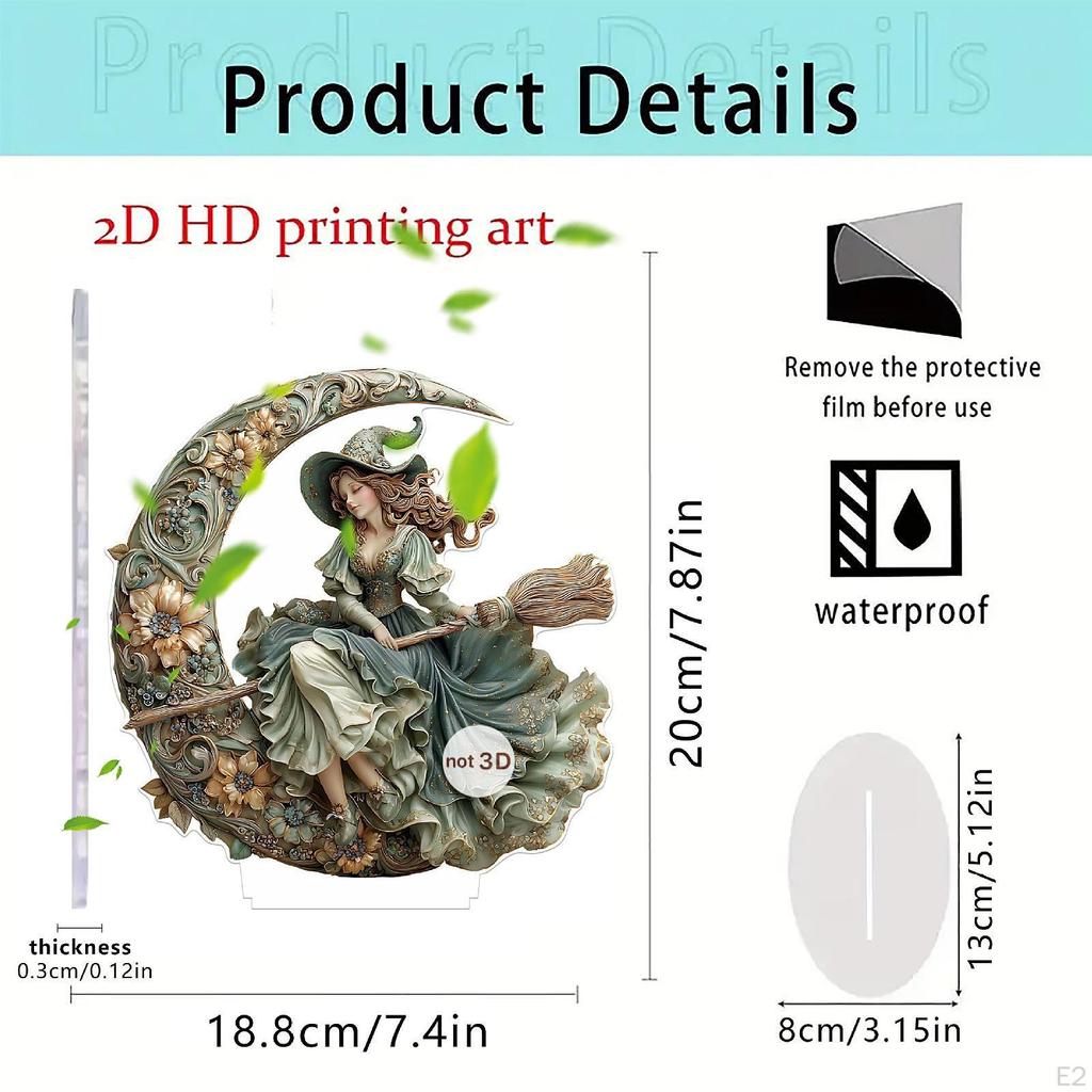 2D Mondhexe Deko Zubehör Fee mit Statue Märchenland Sammlung für Schreibtisch Wohnzimmer Tisch