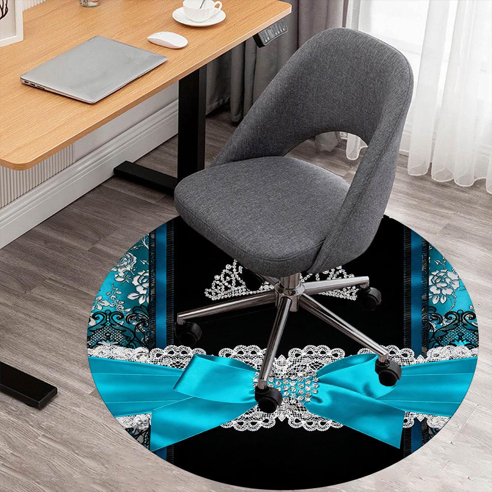 

1pc tiara lace Round Chair mat office Area Rug - Non-Slip, Floor Mat for Office, Bedroom, and Indoor Decor p127283 80cm by 80cm