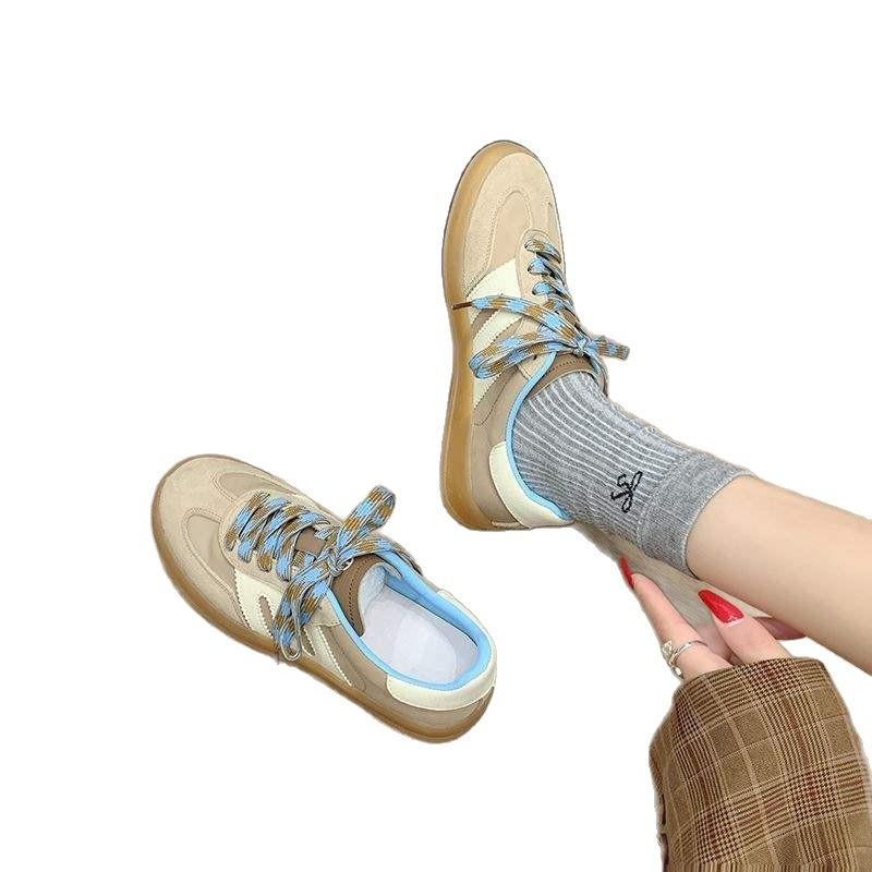 American retro soft color matching German training shoes 2025 spring and autumn new round head flat bottom sports and leisure Forrest Gump shoes