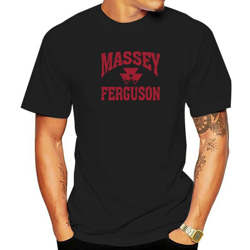 GUOYAN TOP Heren mode T-shirt Massey Ferguson Grijs Verweerd Logo T-shirt Ronde Hals Katoen Basis Kort Gebreide Top Kleding vrouwen 2XL