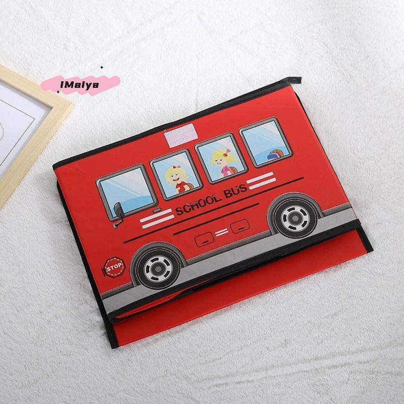 M-Home Supplies Children's Clothing And Toys Storage Box Laminated Non-woven Cartoon Car Storage Box Kids Collapsible Storage