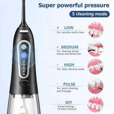 Ústní irigátor USB dobíjecí vodní flosser přenosný zubní vodní tryska 300ML nádržka na vodu vodotěsný čistič zubů pro péči o ústní dutinu