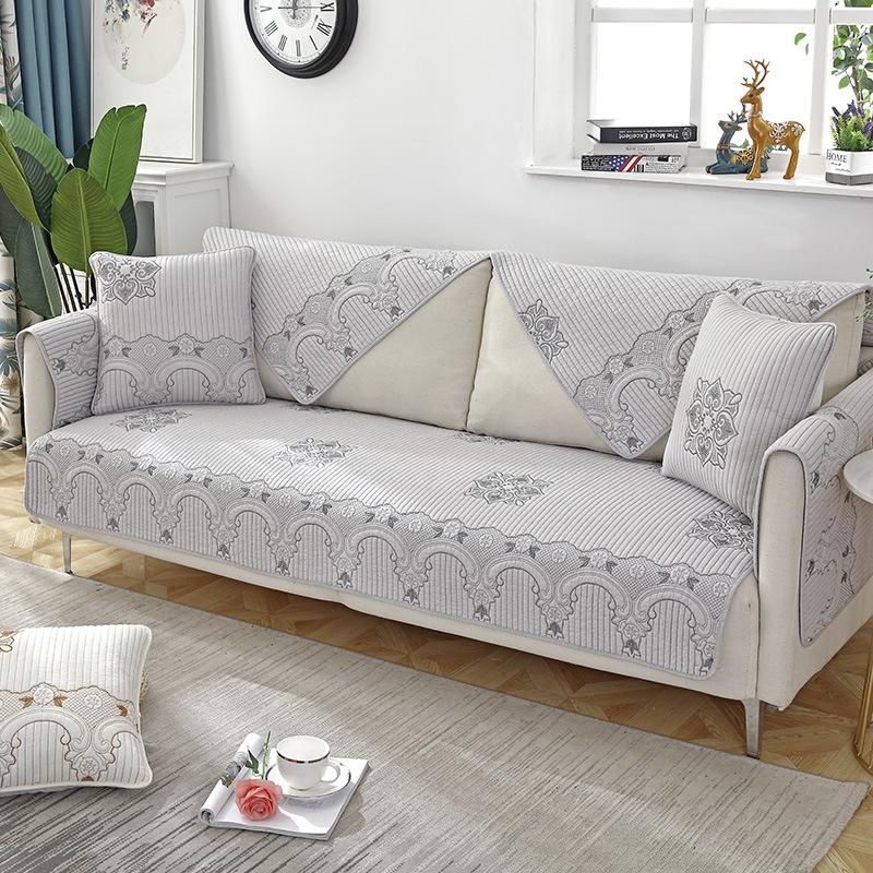 Pure Cotton Sofa Cushion for All Seasons, Cotton Fabric Non-slip Cushion Cover, Simple Modern Set Cover, Seat Cushion All-inclusive