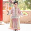 2025 Winter Hanfu Ming Dynasty Ma Mian Skirt Set for Girls - New Chinese Style, Thickened, Ideal for New Year Greetings