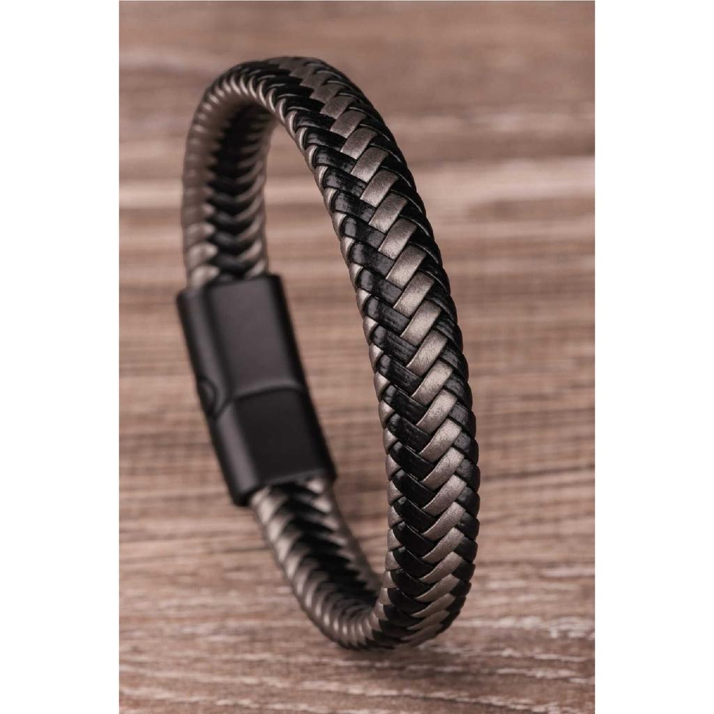 Magnetisches Herrenarmband aus Kunstleder