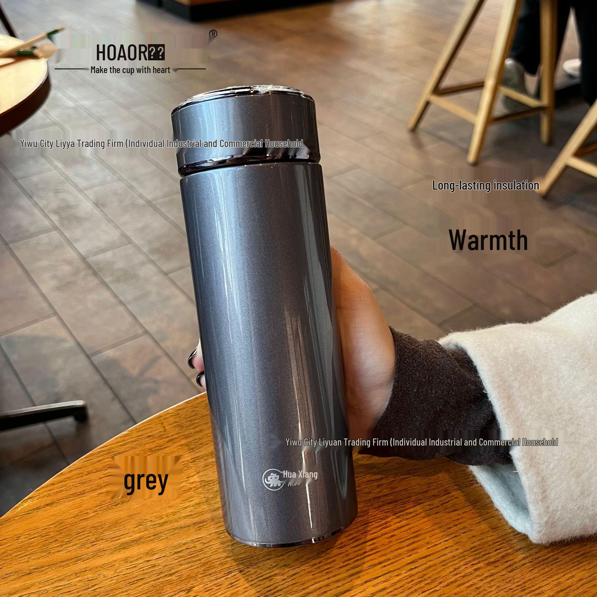

Huaxiang 304 Stainless Steel High Vacuum Insulated Travel Cup - Large Capacity, Unisex, Ideal for Business and Outdoor Use 380 ml серый