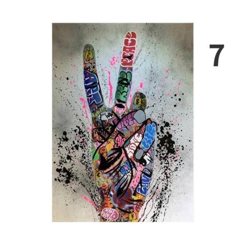 Pittura su tela astratta, poster di gesti, graffiti di strada, arte con le dita, stampa artistica da parete, stampe moderne, quadri modulari per soggiorno, arredamento per la casa