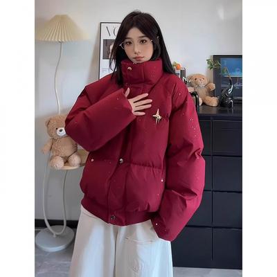 Unisex Winter Puffer Jacket Thick Warm Stand Collar Cotton Coat Clean Fit Oversized Parka Men Women