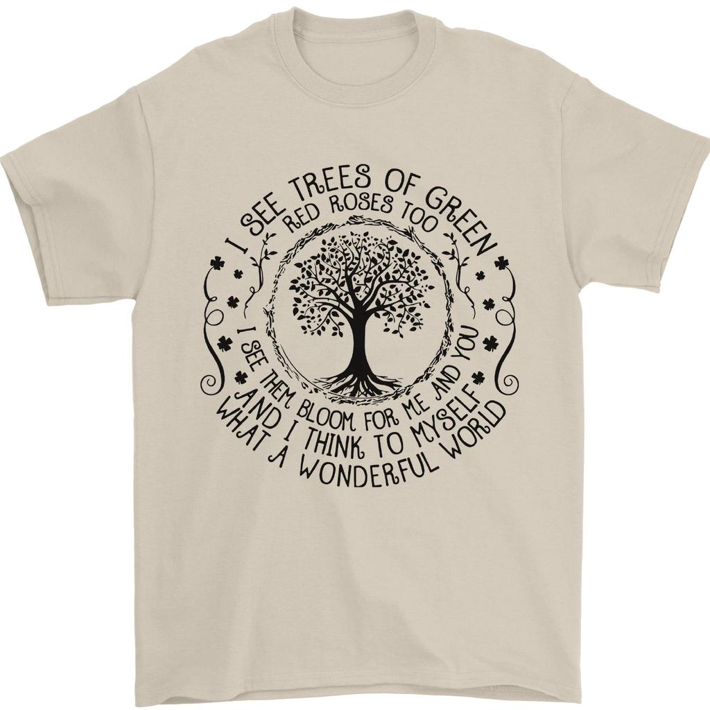 Trees What a Wonderful World Environment Mens T-Shirt 100% Cotton