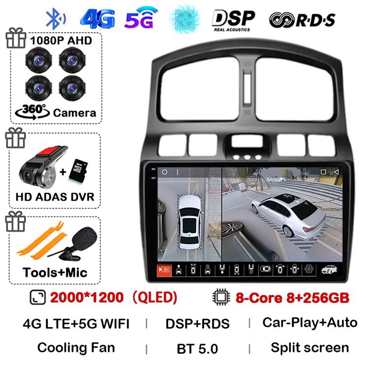 Android 14 Car Radio For Hyundai Santa Fe SM 2000-2012 For JAC S1 (Rein) 2007-2013 Multimedia Video Player Navigation Stereo DSP