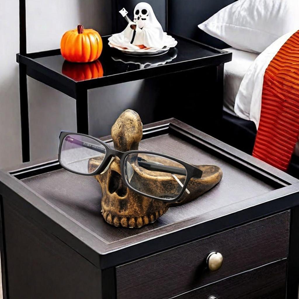Resins Skull Eyewear Holder Glasses Stand Display Rack Stylish Desk Ornament Key Holder for Entryway Home Office Decors