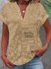 2025 Summer Casual Lace Embroidered V-Neck Women's Short-Sleeve Shirt