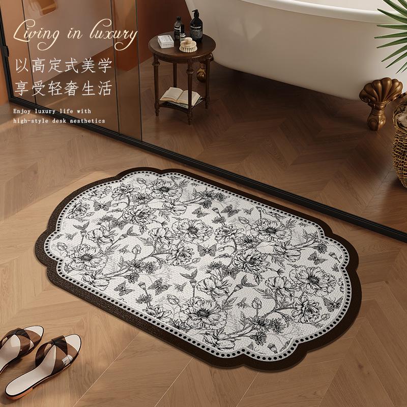 American Bathroom Floor Mat, Diatom Mud Absorbent Mat, Bathroom Room, Bathroom Door, Bathroom Quick-Drying Non-Slip Foot Mat