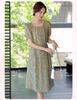 Xue Xi Mama 2026 Floral Slimming Summer Dress for Middle-Aged & Elderly Women - Short-Sleeve, Long Skirt