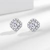 925 Sterling Silver Light Luxury Exquisite Sugar Cube Shape Light Blue Zircon Small Stud Earrings Birthday Anniversary Gift