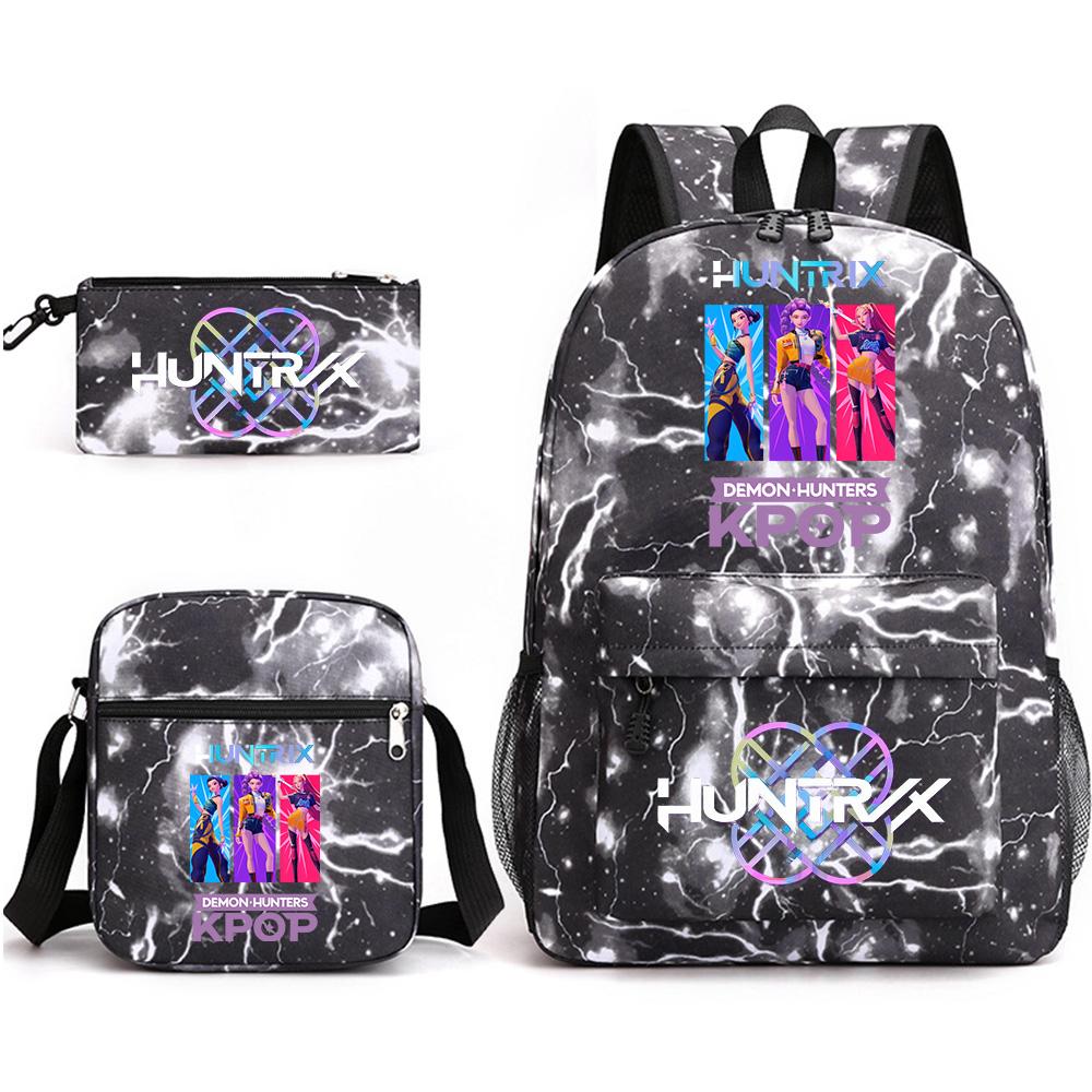 3Pcs/set Cute Cartoon Printed Backpack with Shoulder Bag Pencil Case for Teenager Student Boy Girl School Bag Large Capacity Bookbag Kid Gift