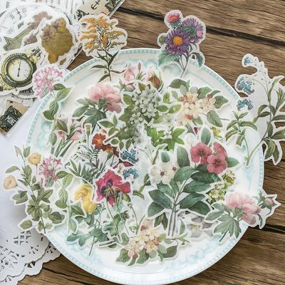 60 adet Vintage çiçekler kelebek dekorasyon çıkartması kağıt el yapımı günlük albüm Scrapbooking çıkartması
