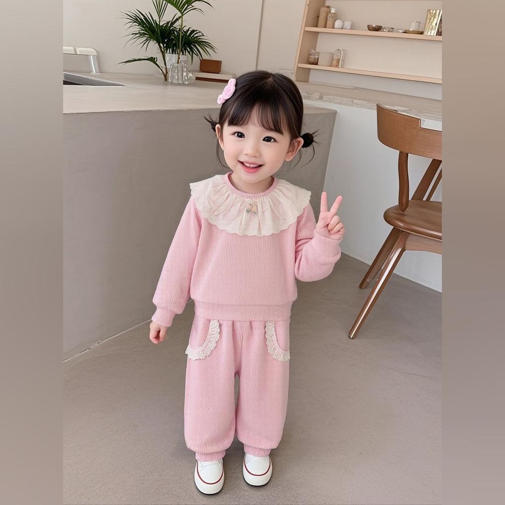 Kids Casual Long-Sleeve Set, Comfortable Daily Wear Outfits