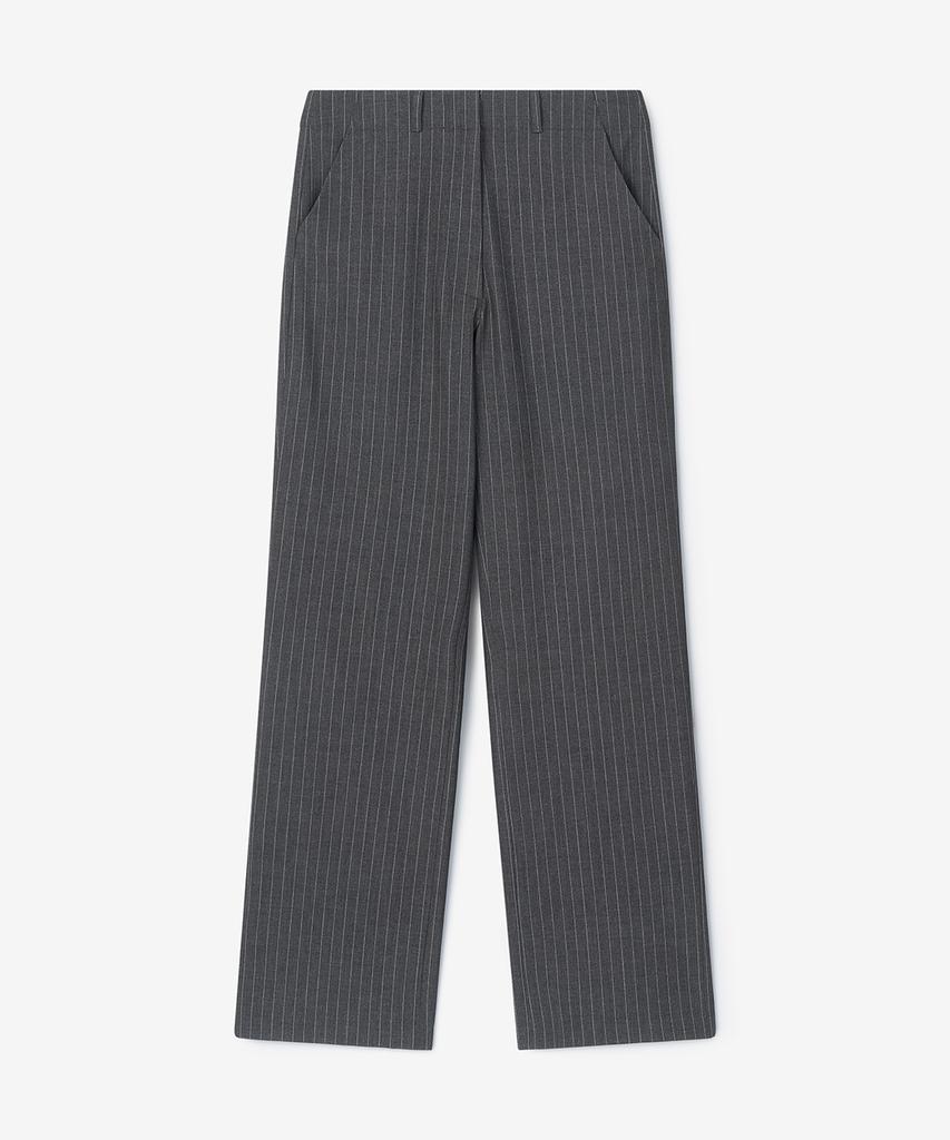 Beulaiteun Striped Semi-Wide Slacks Charcoal