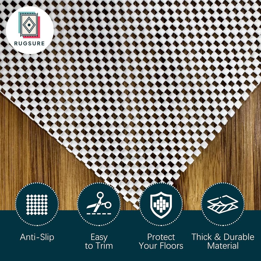 RUGSURE Rug Gripper Pad for Hardwood Floors & Tile Floor - Non Slip Area Rug Pads - Under Carpet Anti Skid Mat - Non Skid Rug Backing, 2x3 Ft