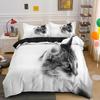 3D Bedding Sets Red Duvet Quilt Cover Set Comforter Bed Linen Pillowcase King Queen 210x210cm Size Pet Cat Design for Boys Girls