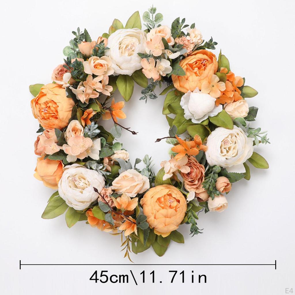 Artificial Peony Wreath Flower Arrangement Sturdy Garland for Anniversary Window