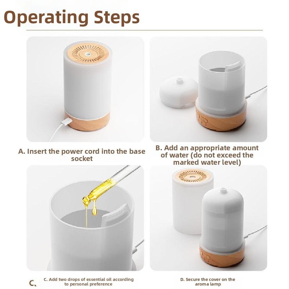 150ml Portable Air Humidifier Quiet Cool Mist Air Purifier Essential Oil Diffuser  Indoor