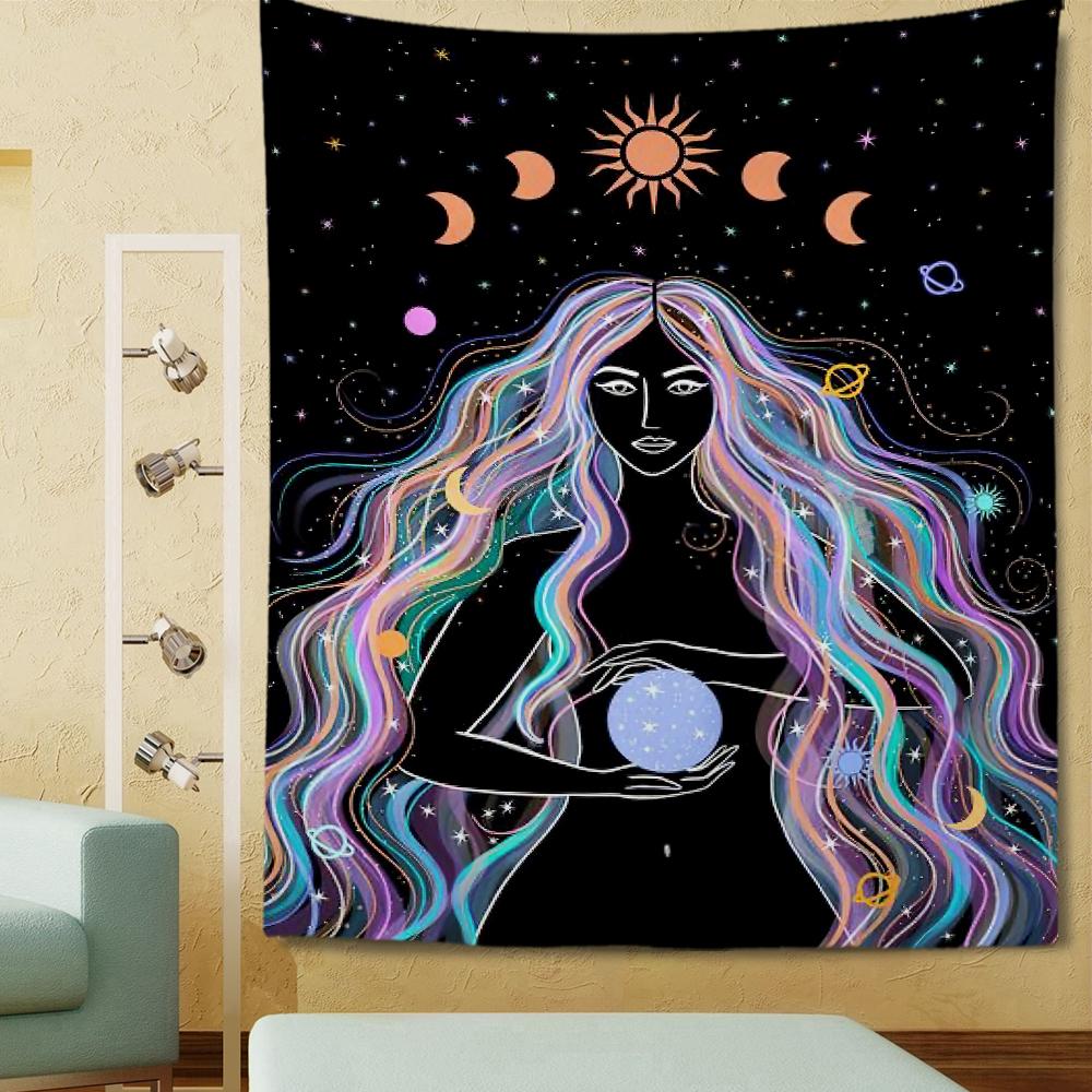 Indian girl tapestry mandala bohemian decoration lace hippie witchcraft divination custom your pattern