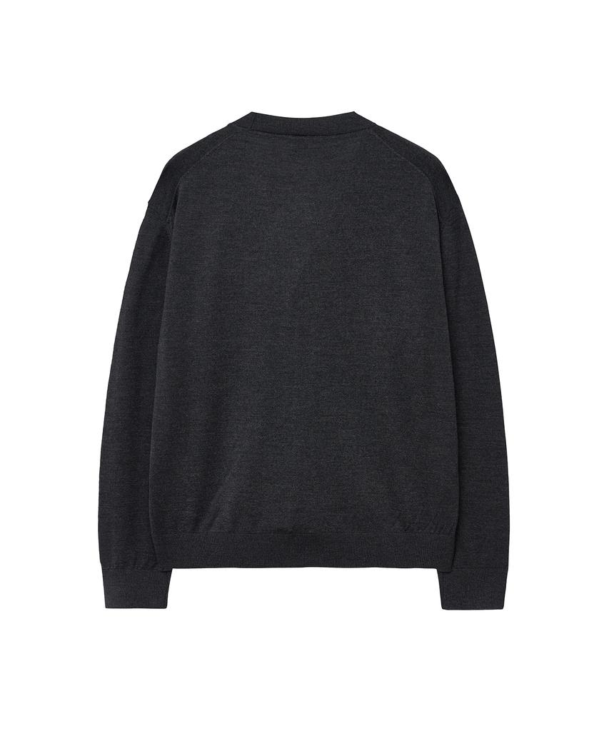 Iolo Royal V-Neck Cardigan_Charcoal
