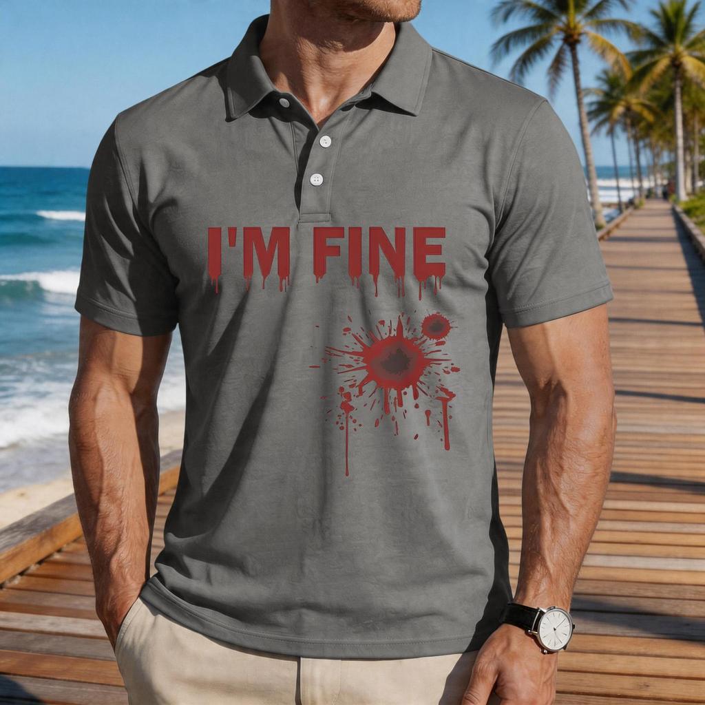 Men's Casual Short Sleeve Polo Shirt Loose Fit Halloween Graphic Print Lightweight Comfortable Top for Everyday Wear