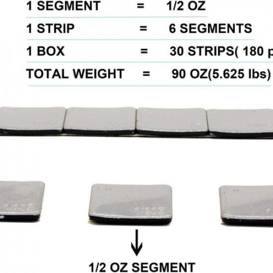 1/2 Oz Grey Adhesive Backed Wheel Weights (12 Oz Pack)