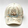 Fashion light green fresh lotus frog print baseball cap, national style three-dimensional hard top cap children's versatile sun hat