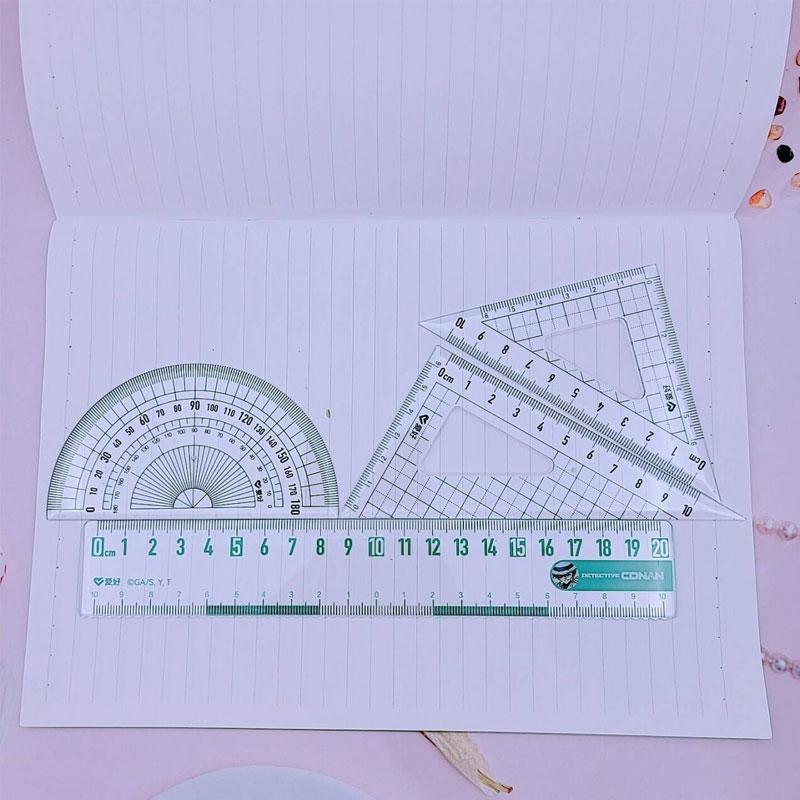 A Multifunctional Ruler 4Set Transparent Student Ruler Cute Cartoon Protractor for Student Exams Drawing Measuring Scale Ruler