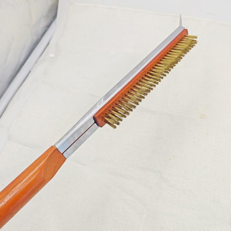 Pizza Oven Stone Brush Scraper BBQ Cleaner Barbecue Oven Brushes Stainless Steel Copper Wire Brush Kitchen Utensils 22.6" 57.5cm