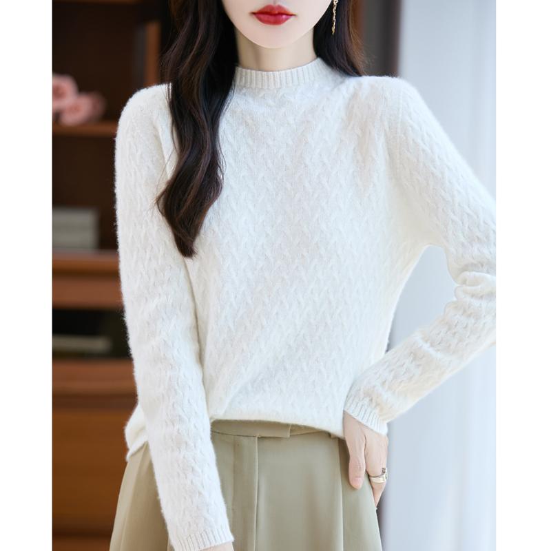 Women's Cashmere Sweater Qinghe Cashmere 30% Cashmere 70% Wool Autumn and Winter Pullover Warm and Fashionable