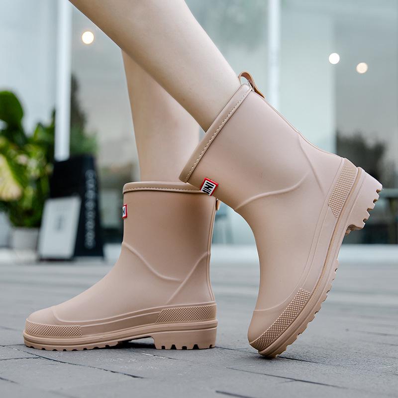 2025 Women's Mid-Calf Rain Boots - Edge Binding, Anti-Abrasion, Lightweight, Rubber Kitchen Cover Shoes